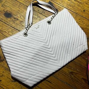 Light Pink Victoria's Secret Chevron Tote Bag